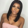 Aliexpress cross-border wigs, European and American wigs, short straight hair for women, golden bobo hairstyle, side-swept bangs, synthetic fiber wigs and headsets Specification image